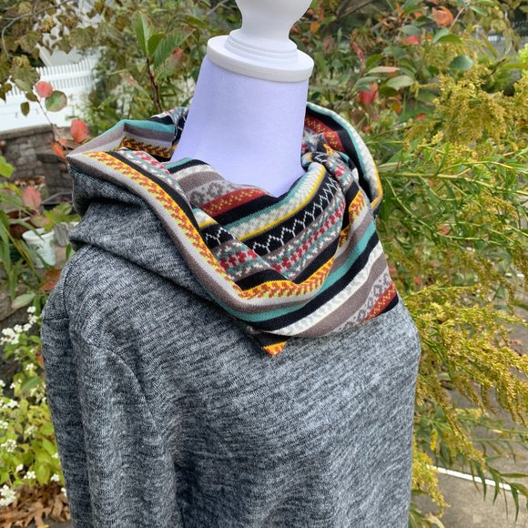 Tops - SOLD Striped Splicing Cowl Neck Hoodie Top